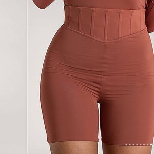 Meshki high waisted boned bike short in sierra M